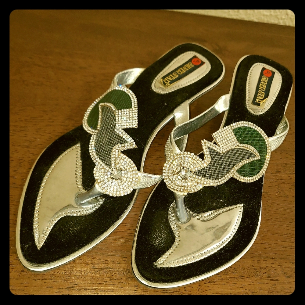 Silver Star Rhinestone Shoes Size 8